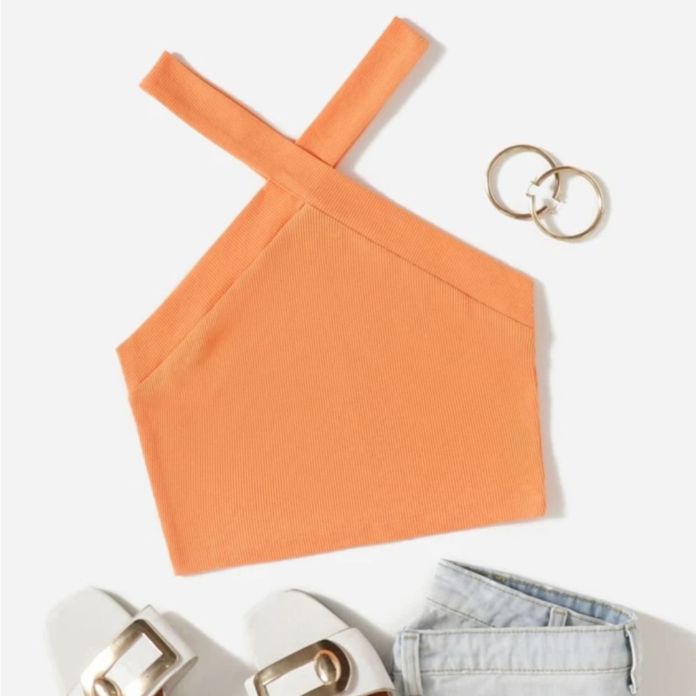 Orange Cross Neck Tank